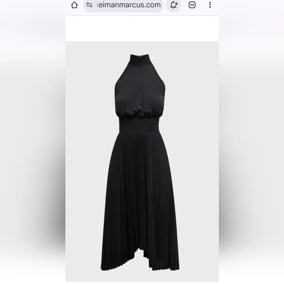 A.L.C. Black Pleated Halter Dress, Size 8 - Picture 12 of 13